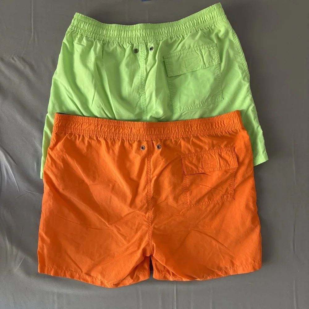 Vintage Lot Of 2 Polo Ralph Lauren Stadium Swim Trunk Shorts Mens L Green Orange